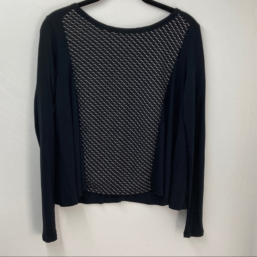 Armani Exchange Black White Print Pullover Blouse Long Sleeve Womens Size M